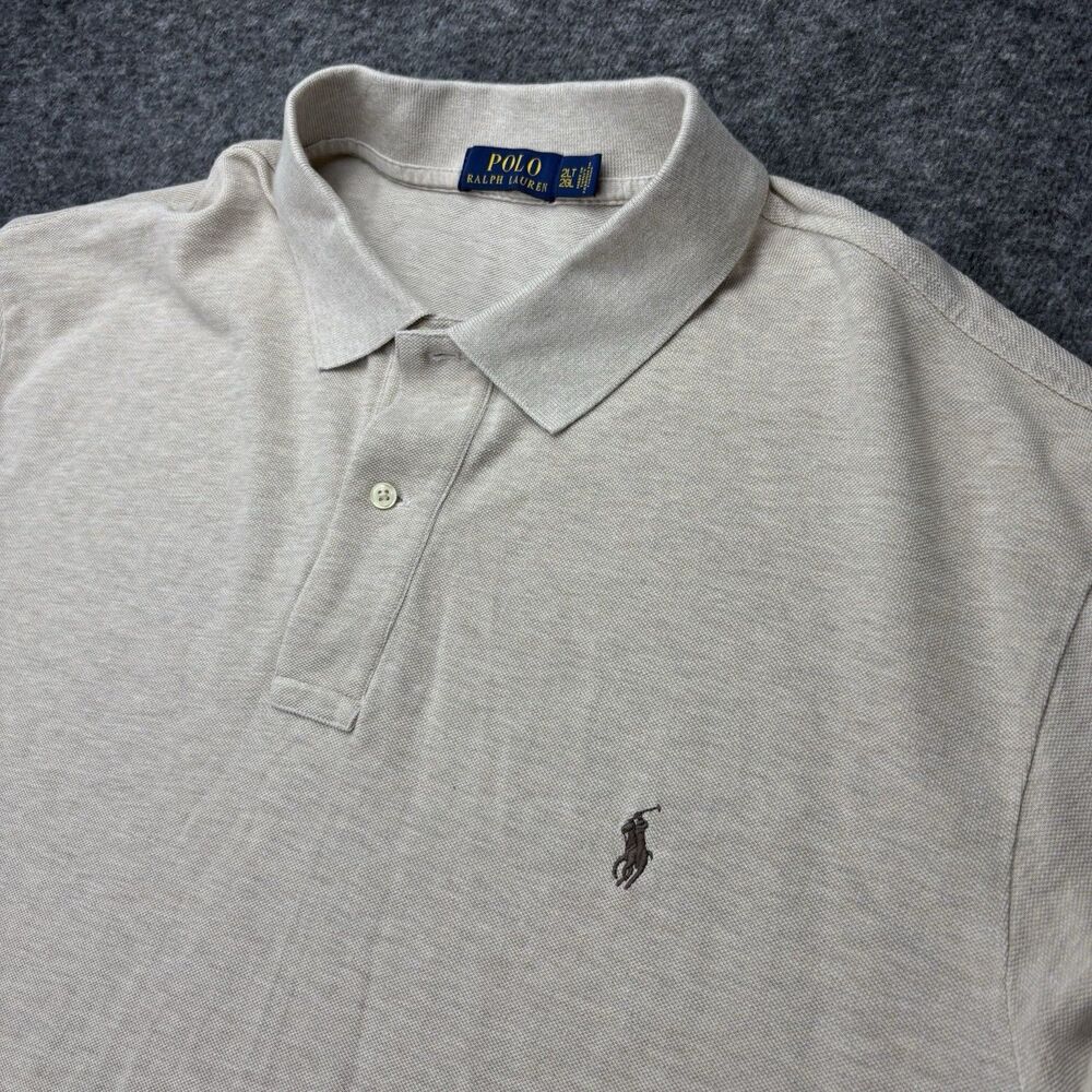 Polo Ralph Lauren Men’s 2LT Polo Shirt Beige Tan Short Sleeve Pony 2XL Tall - Picture 12 of 13